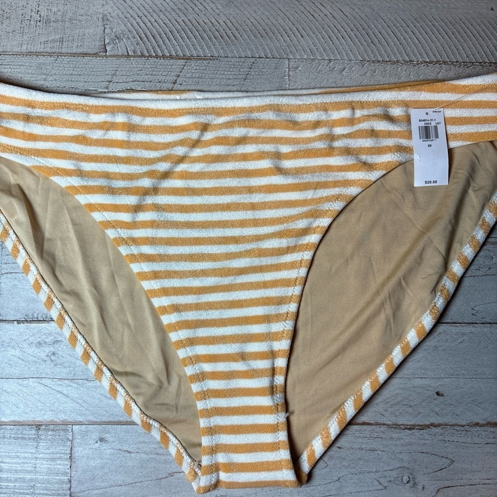 NWT Old Navy Plus Size Orange Striped Terry Classic Low Rise Bikini Bottom 2X - Picture 2 of 15
